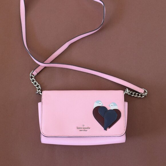 Unique Kate Spade Love Birds Neon Peony Small Flap Crossbody Bag - Picture 4 of 10
